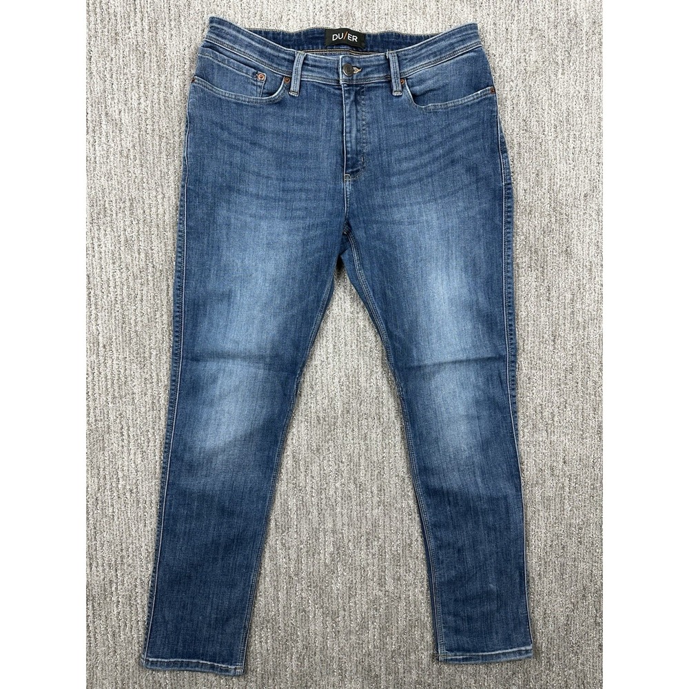 DU/ER L2X Relaxed Taper Jeans Men's 34x32 Blue Performance Stretch